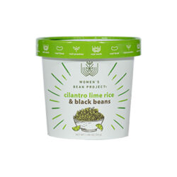 Women's Bean Project Cilantro Lime rice with black beans in a recyclable single use package with a green lid