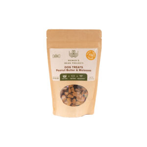 Women's Bean Project Peanut Butter and Molasses dog treats in a recyclable and resealable bag