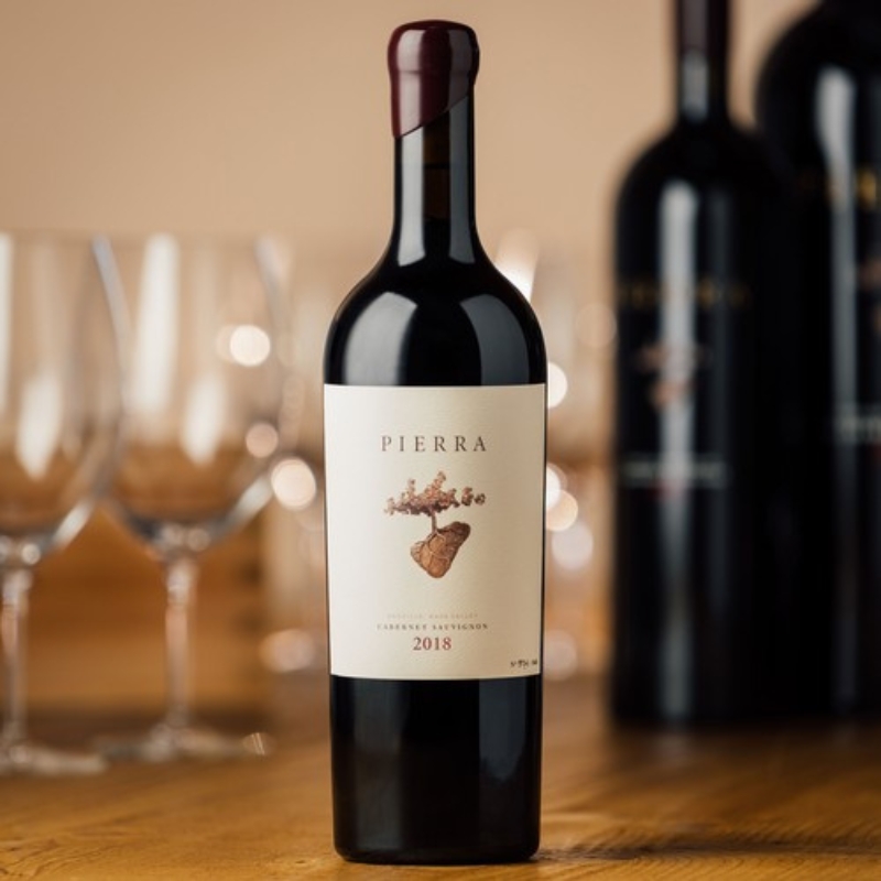 A bottle of 2018 Cabernet Sauvignon Pierra