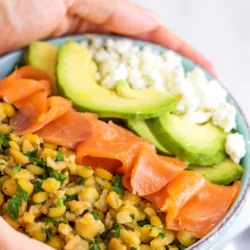 A protein power bowl using Women's Bean Project Spicy Split Pea soup mix.